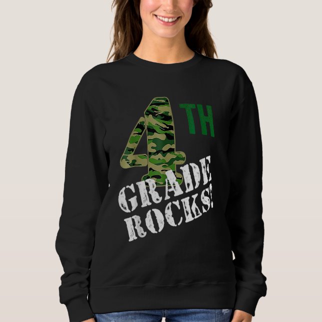4th Grade Rocks Camo Fourth Grader Back To School  T Shirt (Framsida)