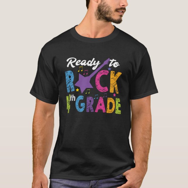 4th Grade School Ready to Rock Fourth Back to Scho T Shirt (Framsida)