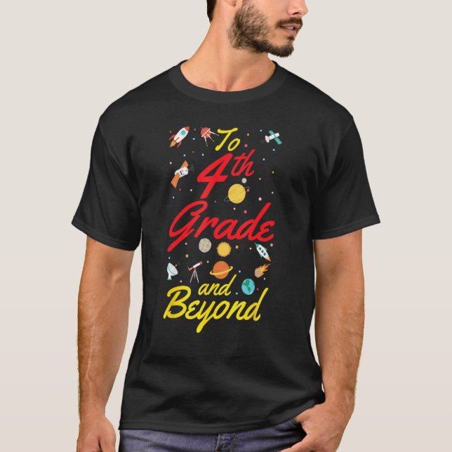 4th Grade Space Fourth Grade Teacher Student Back  T Shirt (Framsida)