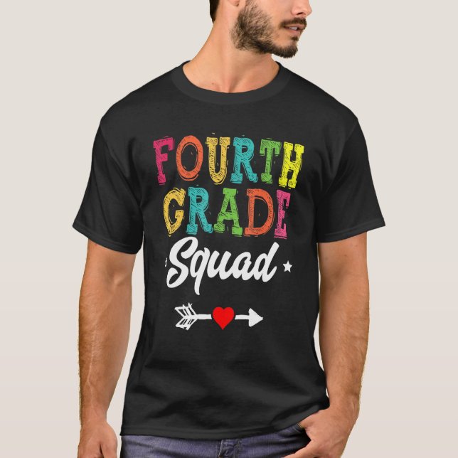 4th Grade Squad Fourth Teacher Student Team Back T T Shirt (Framsida)