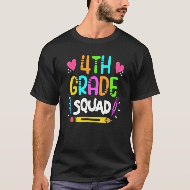 4th Grade Squad Fourth Teacher Student Team Back T T Shirt (Framsida)