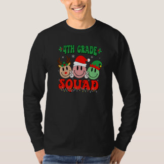 4th Grade Squad Retro Groovy Christmas Teacher Lif T Shirt