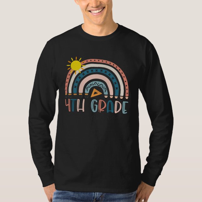 4th Grade Teacher  Boho Rainbow Teacher s Day T Shirt (Framsida)