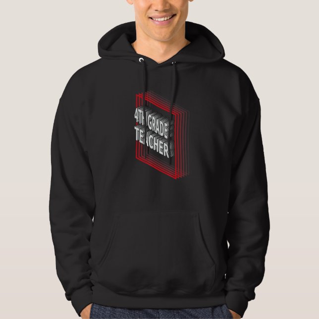 4th Grade Teacher Job Title Appreciation Retro Hoodie (Framsida)