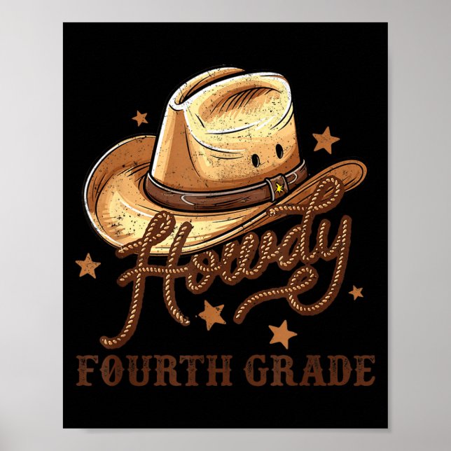 4th Grade Teacher Rodeo Country Western Howdy Four Poster (Framsidan)