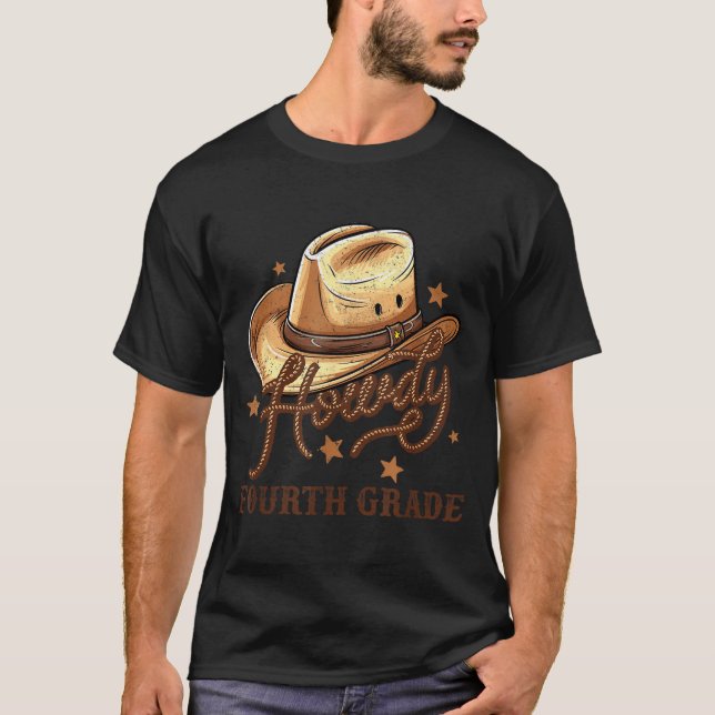 4th Grade Teacher Rodeo Country Western Howdy Four T Shirt (Framsida)