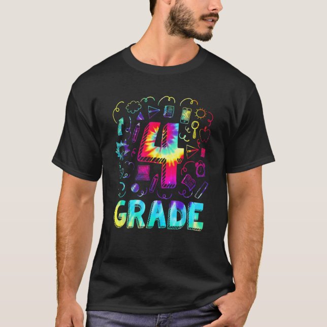 4th Grade Tie Dye Back To School Student Teacher B T Shirt (Framsida)