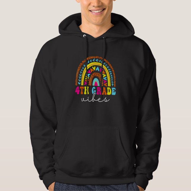 4th Grade Vibes Back To School Rainbow Teachers Ki Hoodie (Framsida)