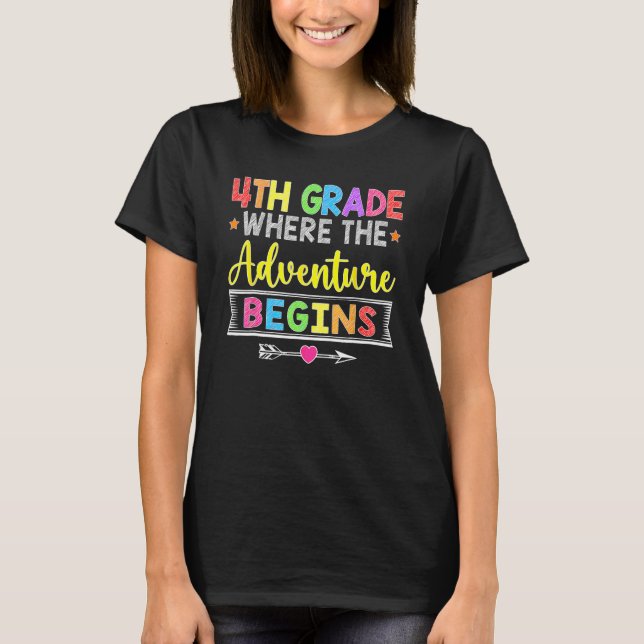 4th Grade Where The Adventure Begins  Back To Scho T Shirt (Framsida)