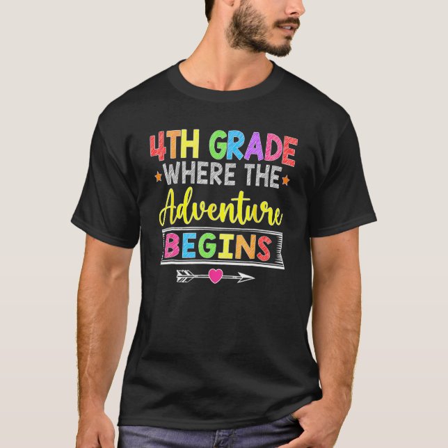 4th Grade Where The Adventure Begins  Back To Scho T Shirt (Framsida)