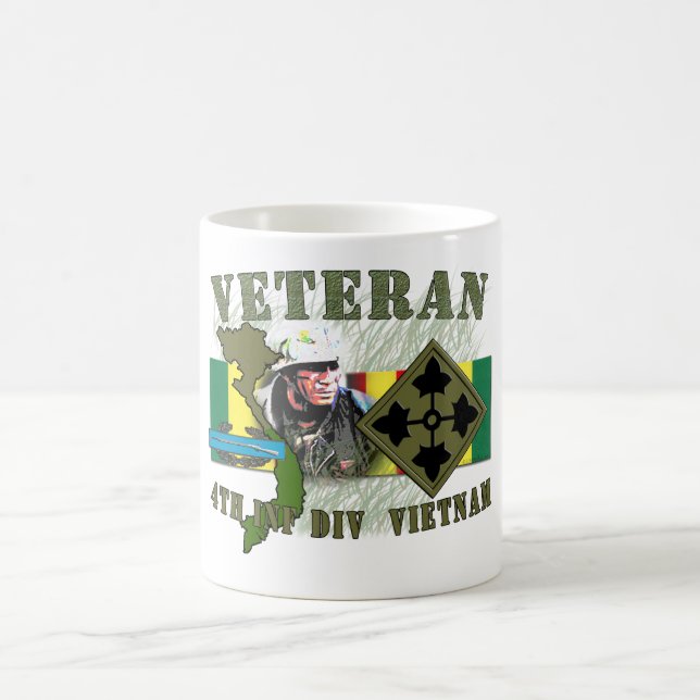 4th Inf Div-Vietnam (w/CIB) Kaffemugg (Center)
