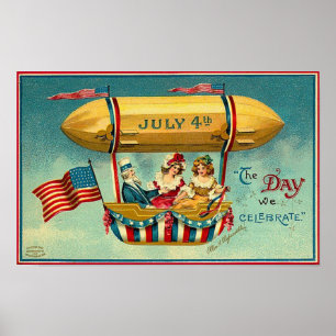 4th Juli - Airship - vintagekonstaffisch Poster