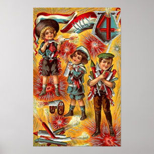4th Juli - barn med fyrverkeriaffischen Poster