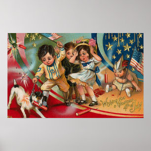 4th Juli - vintagekonstaffisch Poster