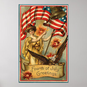 4th Juli - vintagekonstaffisch Poster