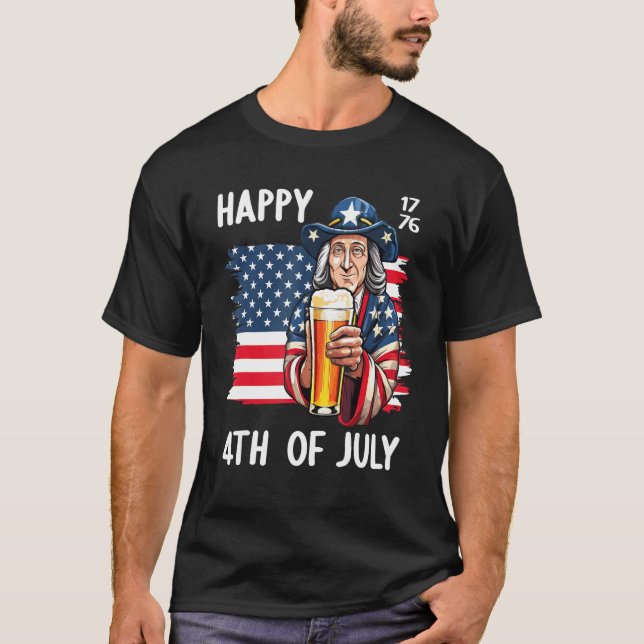 4th July 1776 Patriotic Patriot USA Eagle Independ T Shirt (Framsida)