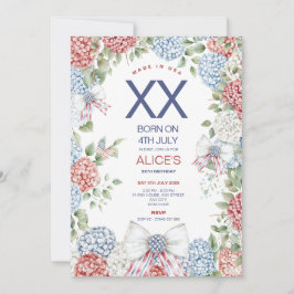 4TH July Birthday Party, Any Age, Red White Blue Inbjudningar