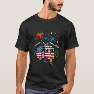 4Th July Camper Van Us Flag Patriotic Camg T Shirt