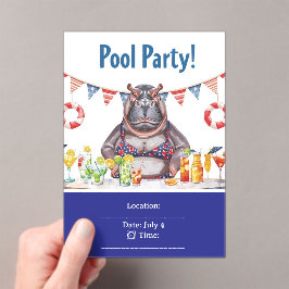 4th July Pool Party with Hippo in Bikini