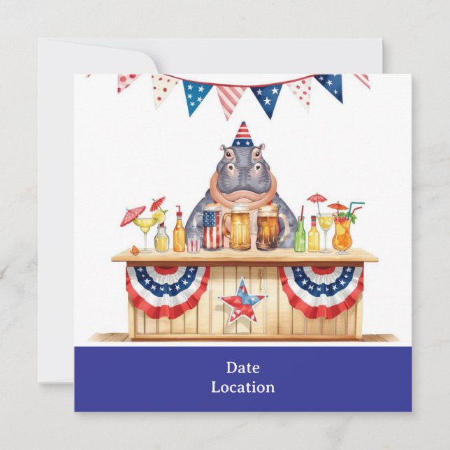 4th July Pool Party with Hippo in Bikini  Spara Datumet (Framsida)