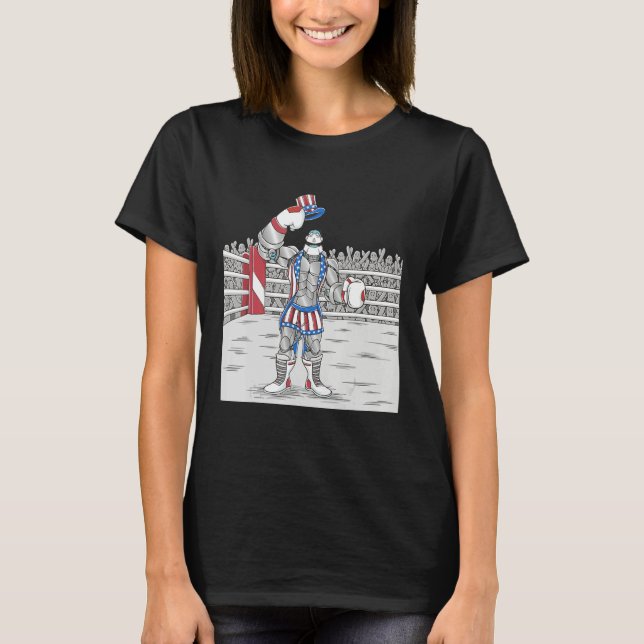 4th July USA Boxing Fitness Gym Artificial Intelli T Shirt (Framsida)