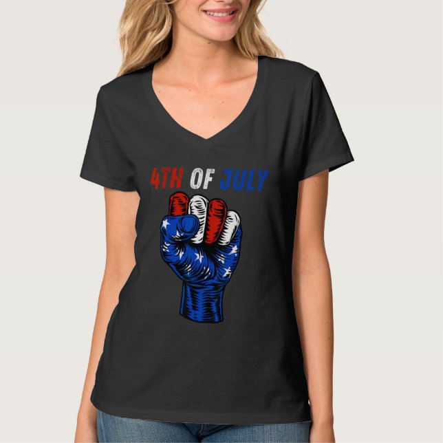 4Th Of July 2023 American Flag Retro Family T Shirt (Framsida)