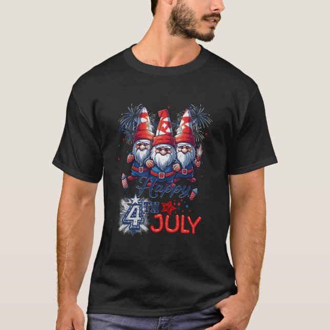 4Th Of July 2023 Patriotic Gnomes American Usa T Shirt (Framsida)