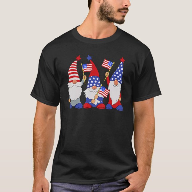 4th Of July 2023 Patriotic Gnomes Funny American U T Shirt (Framsida)