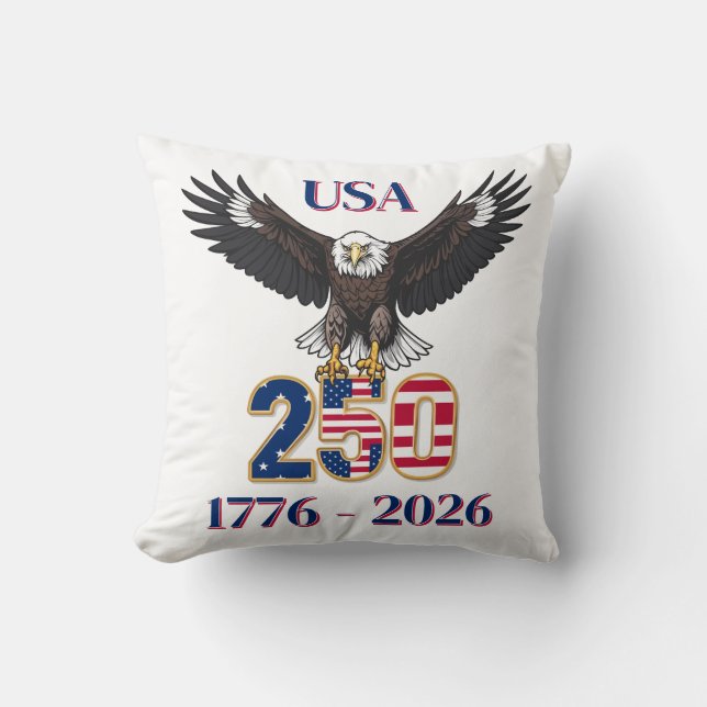 4th of July 250 Years Anniversary USA Bald Eagle Kudde (Framsida)