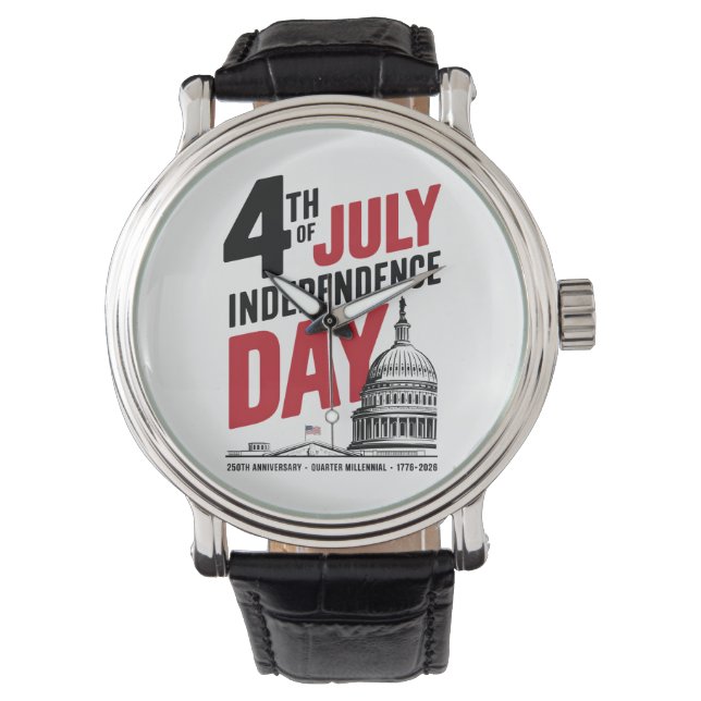 4th of July 250th Anniversary Independence Day Armbandsur (Framsida)