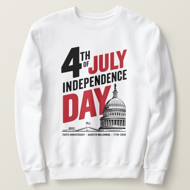 4th of July 250th Anniversary Independence Day Lång Ärmad Tröja (Design framsida)
