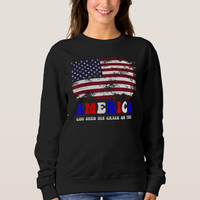 4th of July America God Shed His Grace on Thee T Shirt (Framsida)