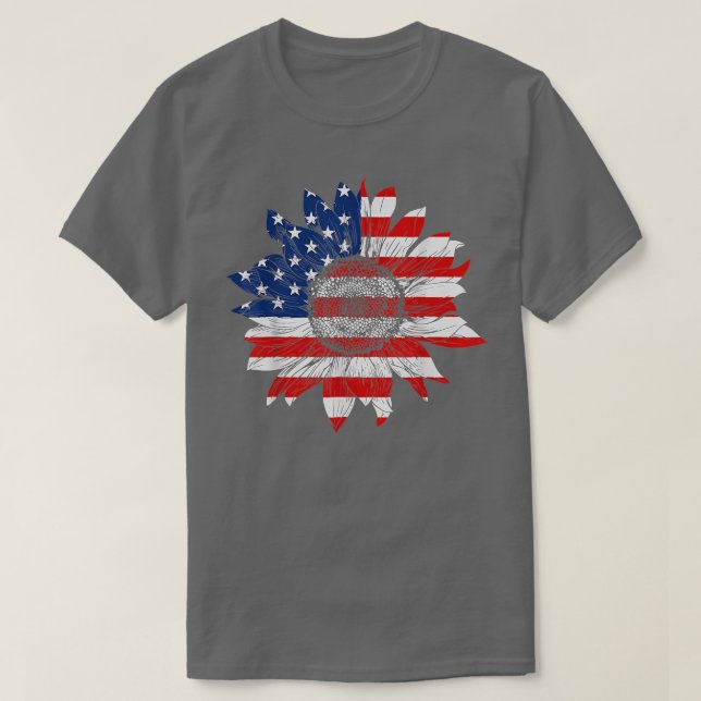 4th Of July America Sunflower US Patriotic America T Shirt (Design framsida)