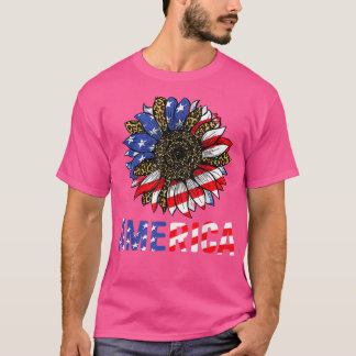4th Of July America Sunflower US Patriotic America T Shirt