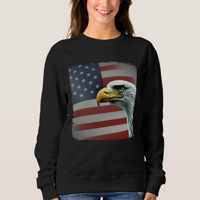 4th of July American Bald Eagle Had On USA Flag T Shirt (Framsida)