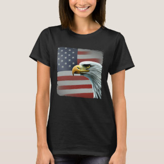 4th of July American Bald Eagle Had On USA Flag T Shirt