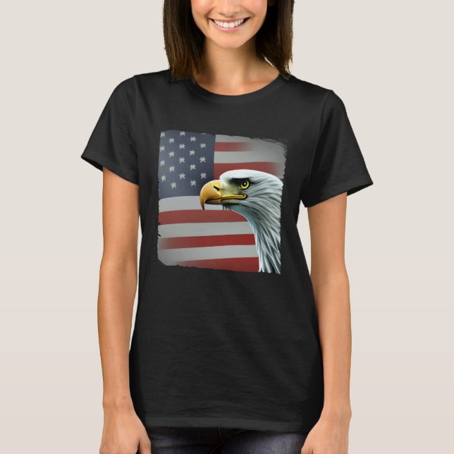4th of July American Bald Eagle Had On USA Flag T Shirt (Framsida)