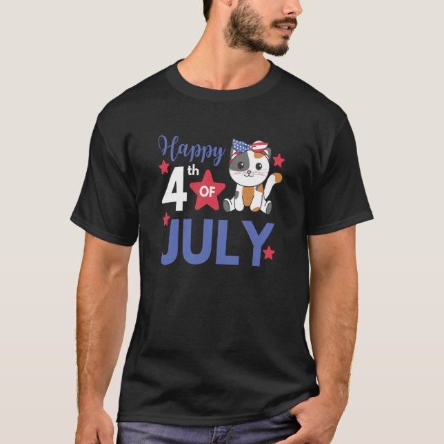4th Of July American Cat For Kids Cute Usa Cat  10 T Shirt (Framsida)