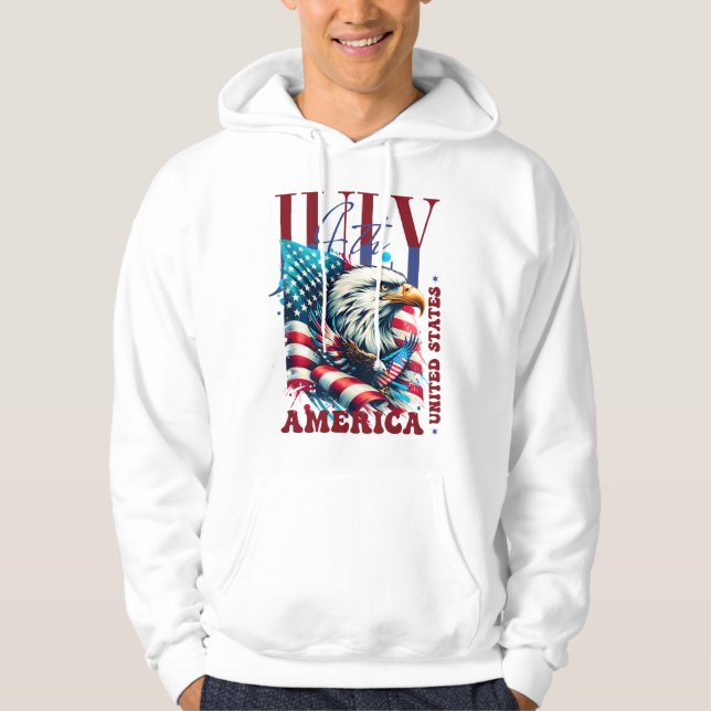 4th of July American Eagle Sublimation-61904 Hoodie (Framsida)