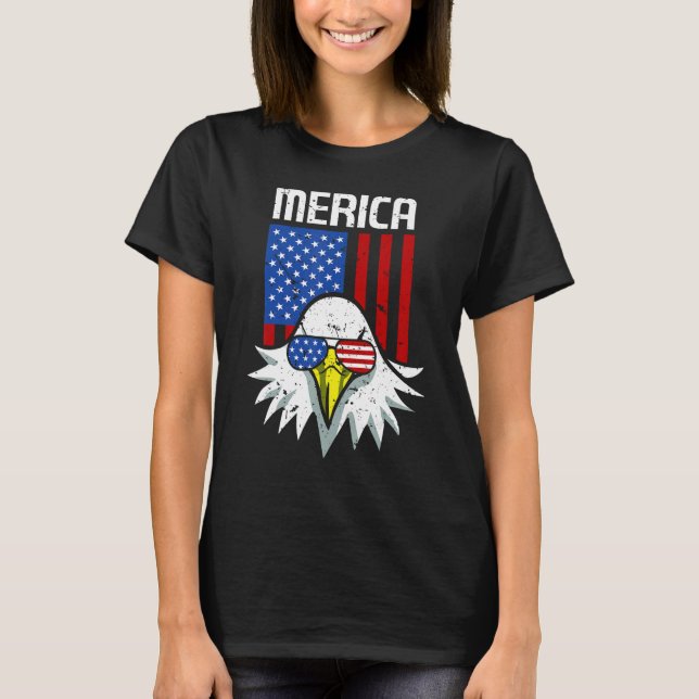 4th of July American Flag Bald Eagle Mullet 4th Ju T Shirt (Framsida)
