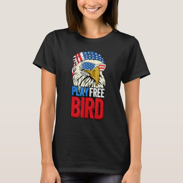 4th Of July American Flag Bald Eagle Mullet Play F T Shirt (Framsida)