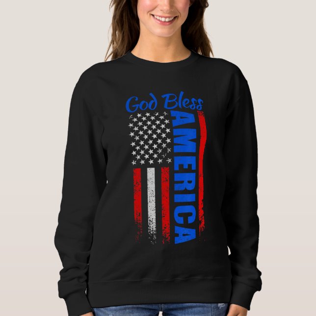 4th of July American Flag Patriotic God Bless Amer T Shirt (Framsida)