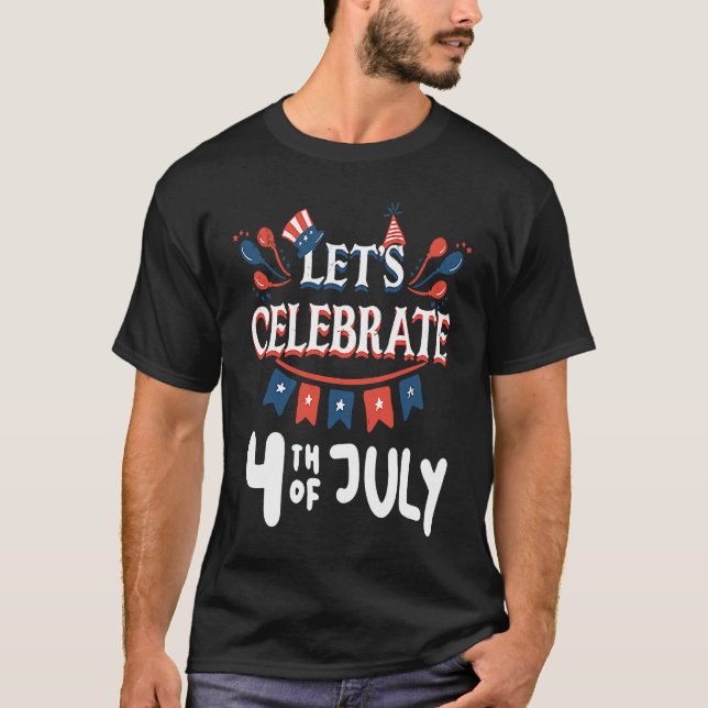 4th Of July American Flag T Shirt (Framsida)