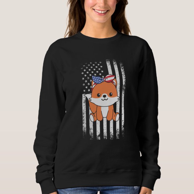 4th Of July American Fox For Kids Cute Usa Fox  5 T Shirt (Framsida)