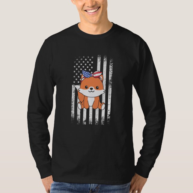 4th Of July American Fox For Kids Cute Usa Fox  5 T Shirt (Framsida)