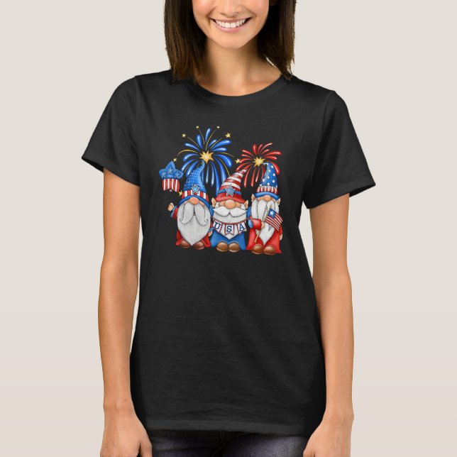 4th Of July American Gnomes Celebrating Independen T Shirt (Framsida)