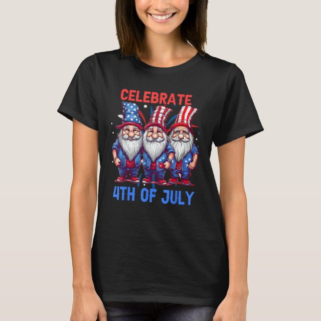 4th Of July American Gnomes Celebrating Independen T Shirt (Framsida)