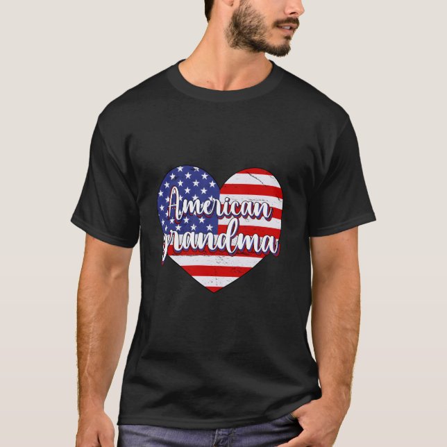 4Th Of July American Grandma He American Flag T Shirt (Framsida)