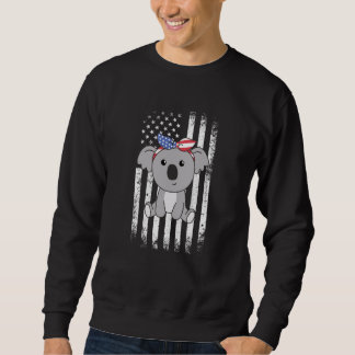 4th Of July American Koala For Kids Cute Usa Koala Lång Ärmad Tröja