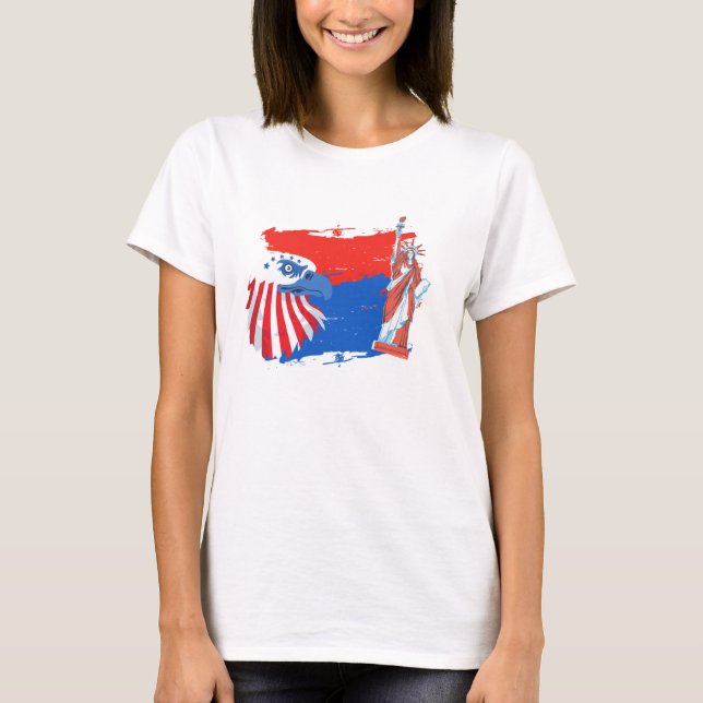 4th of July American Spirit Freedom Eagle T Shirt (Framsida)